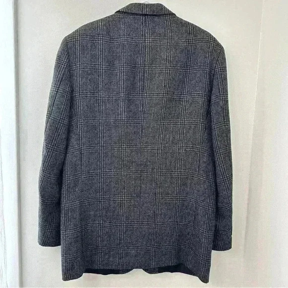 OSCAR DE LA RENTA Mens Grey Checkered Coat Suit Blazer 42L 100% Wool - Picture 6 of 11